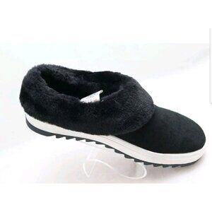 Blondo Suri Comfy Black Suede Fur-lined Waterproof Slip-on Platform Clog Shoe